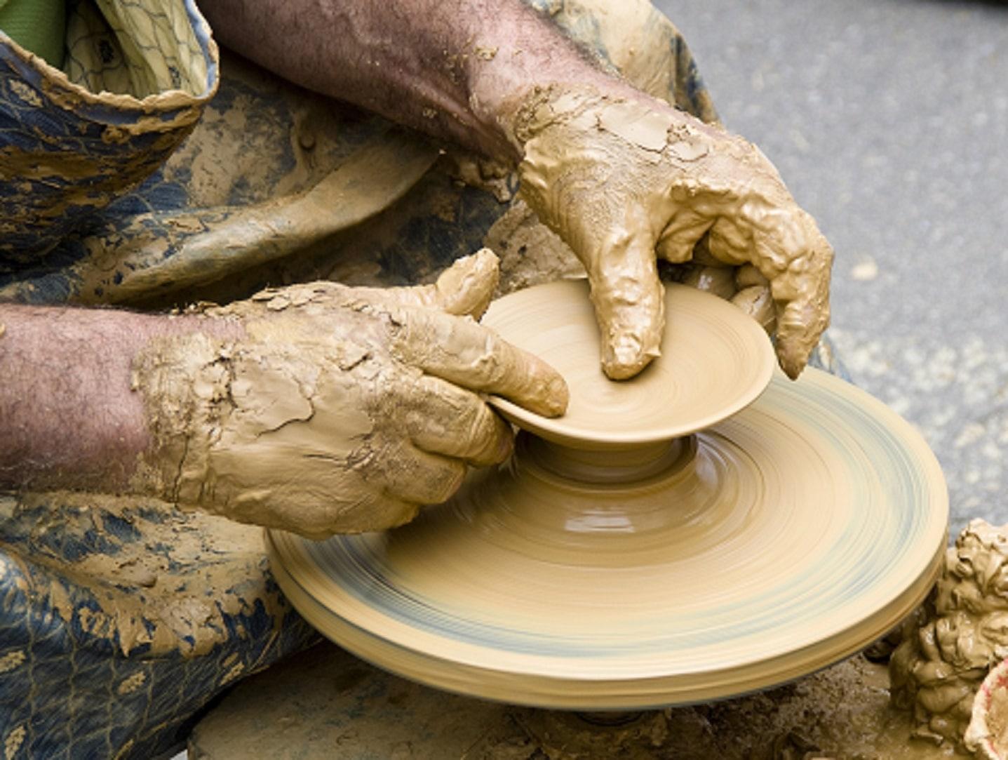 working with pottery is a messy affair