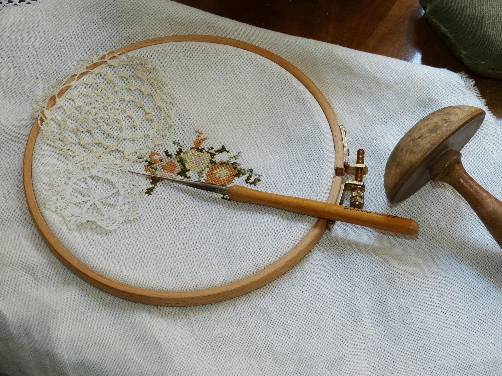 How do you embroider onto fabric?