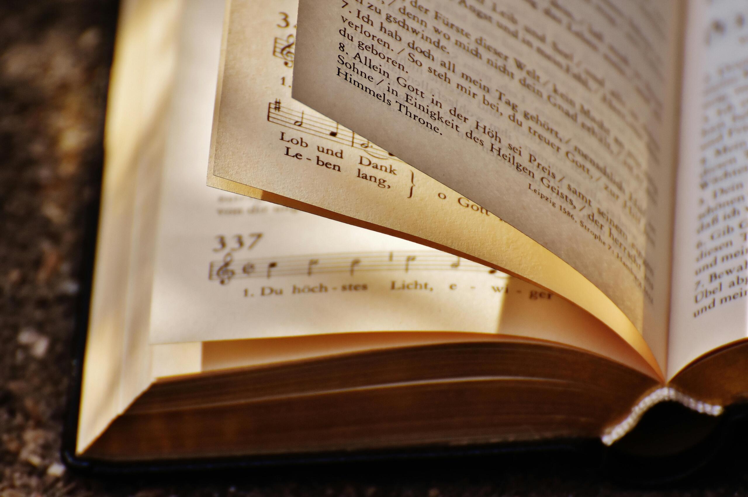 White book resting on a surface.