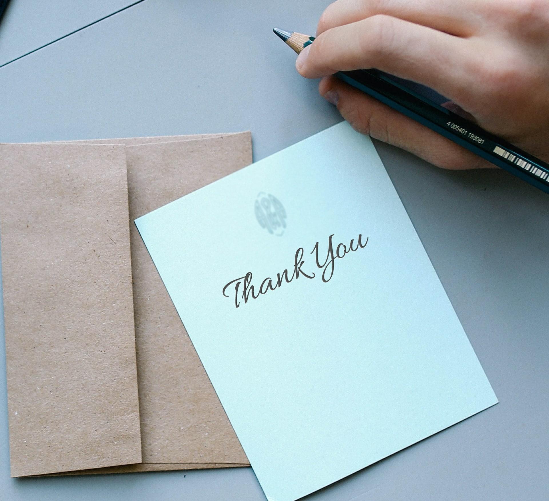No matter the type of interview, saying thank you is vital