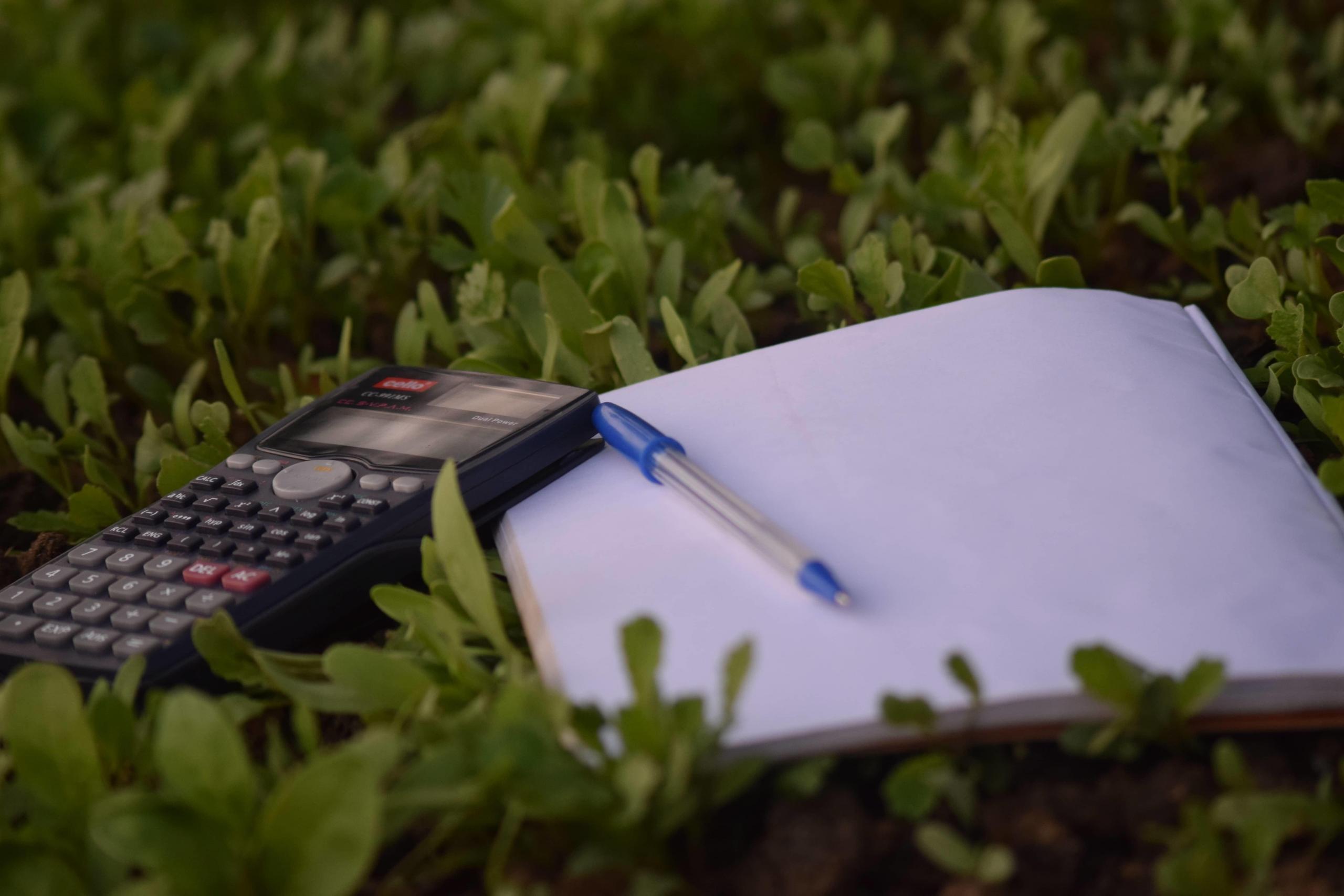Calculator in the grass.