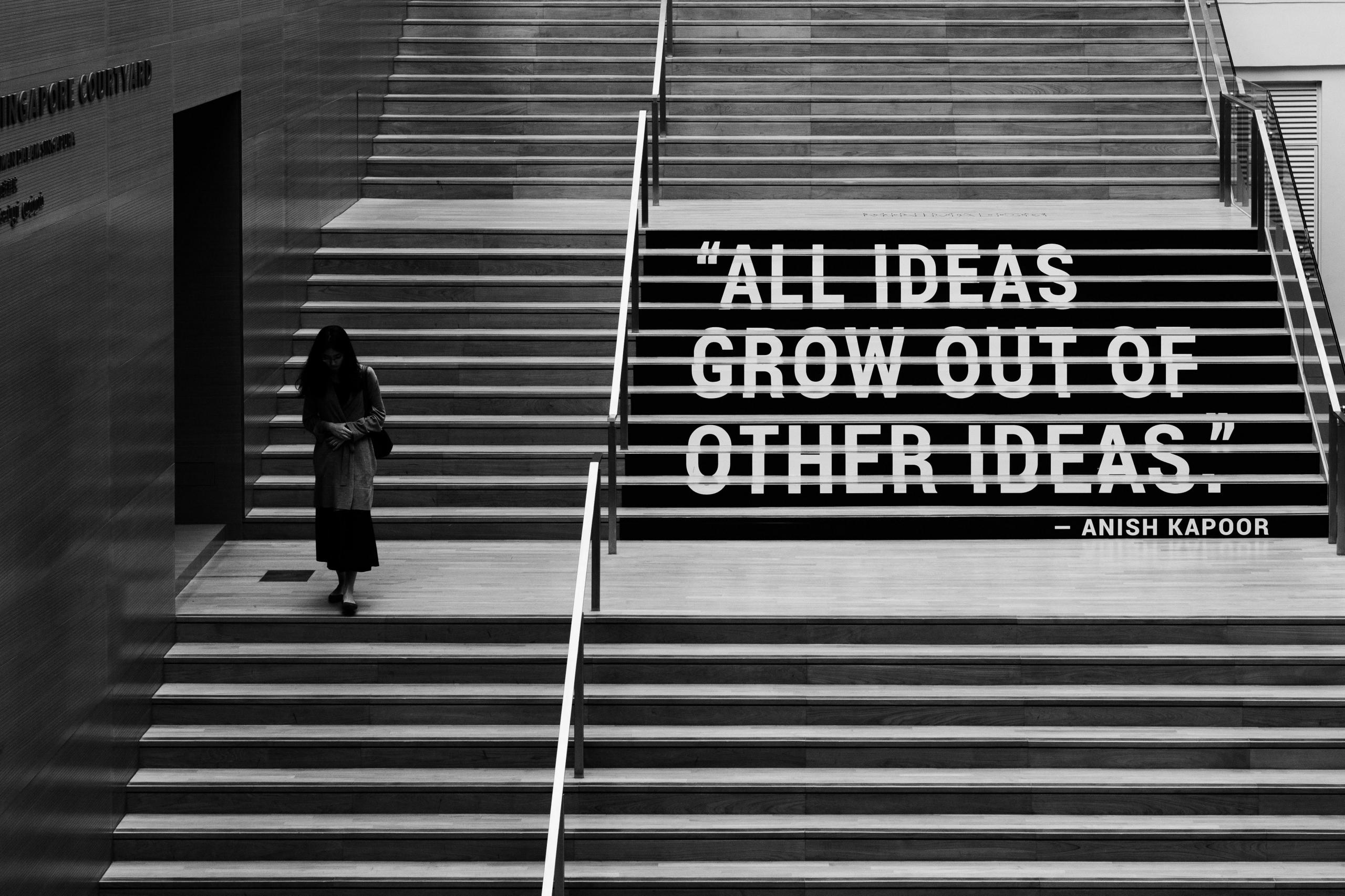 Stairs with quote about ideas