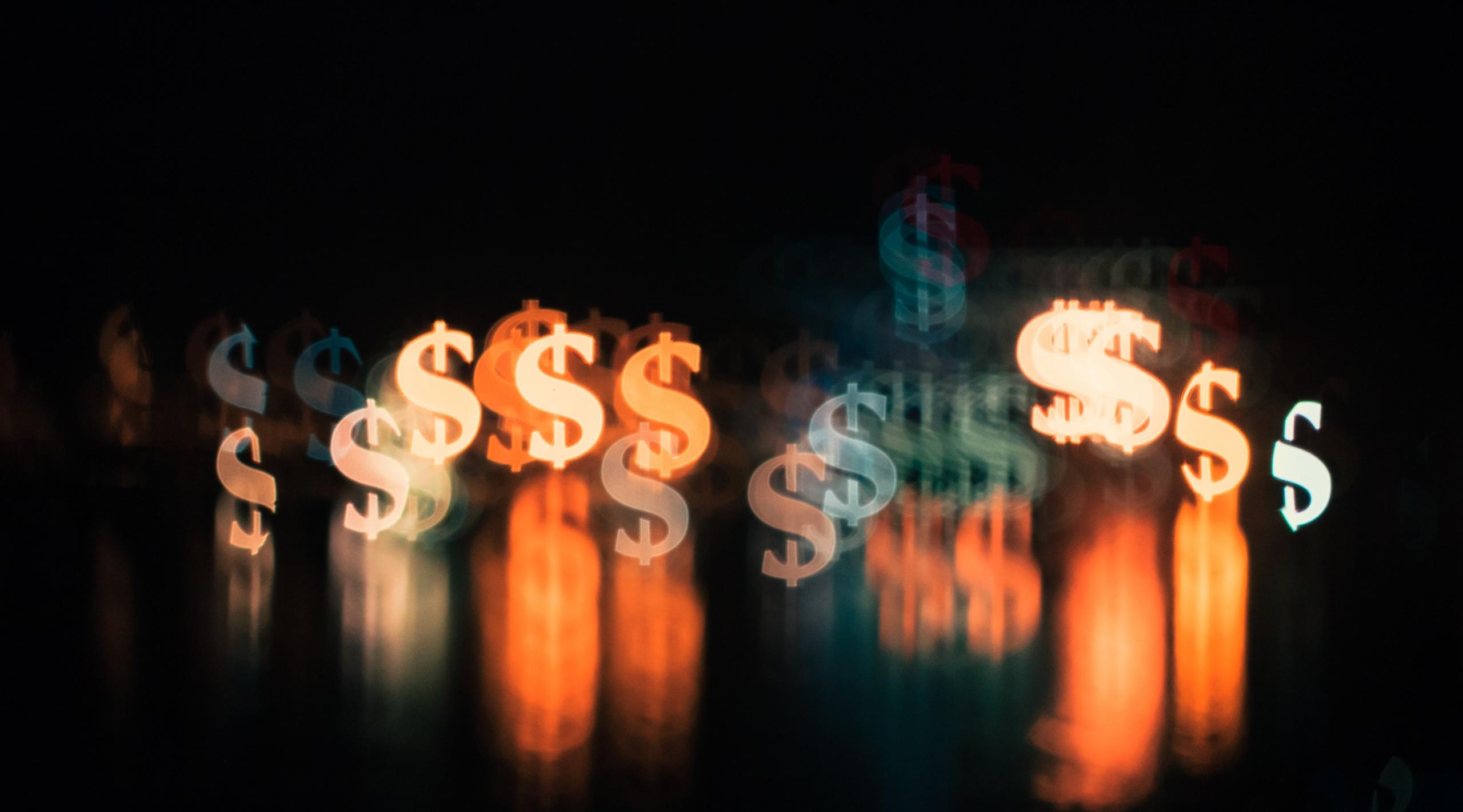 Dollar signs floating in the air.