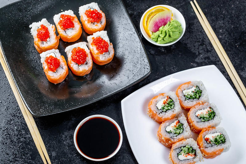 You need to think about presenting your sushi rolls.