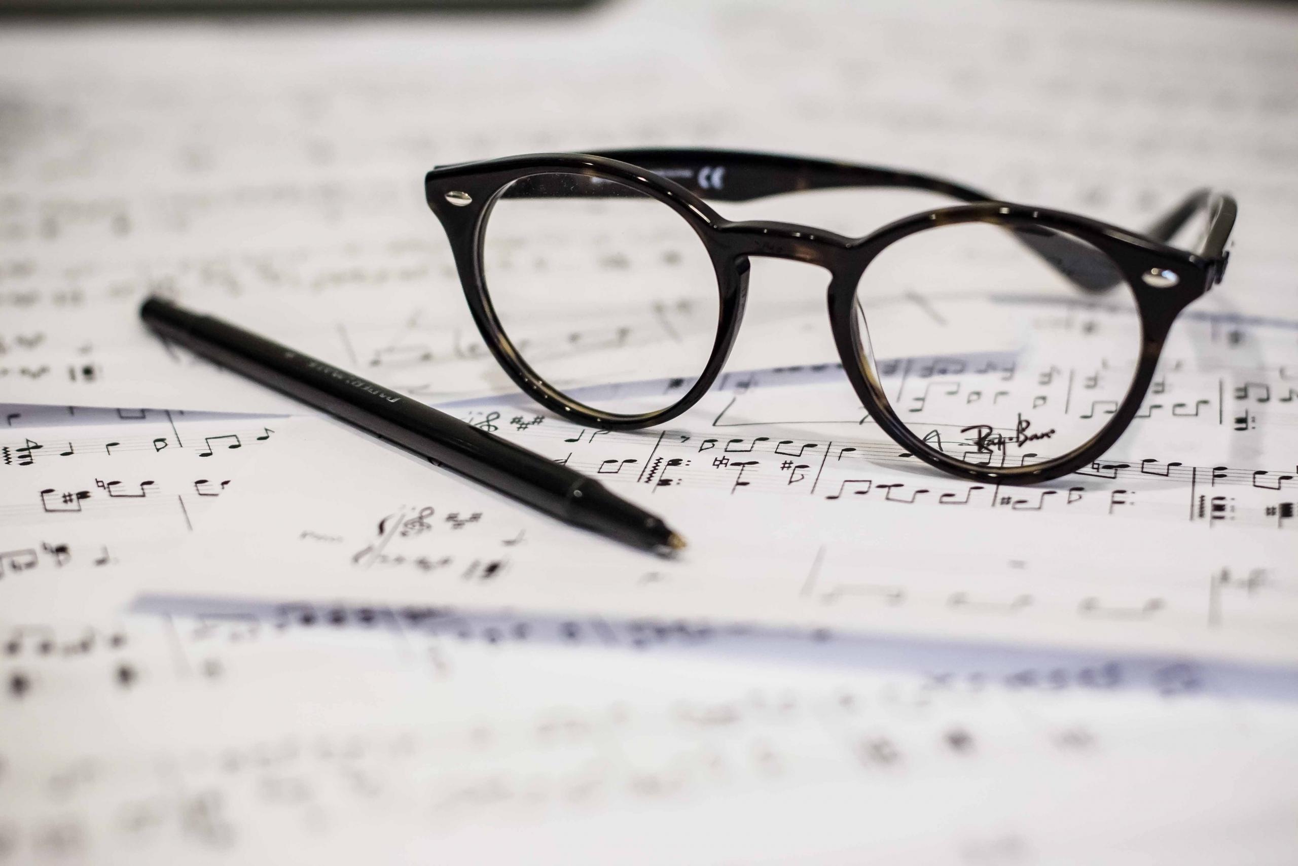 reviewing musical notes