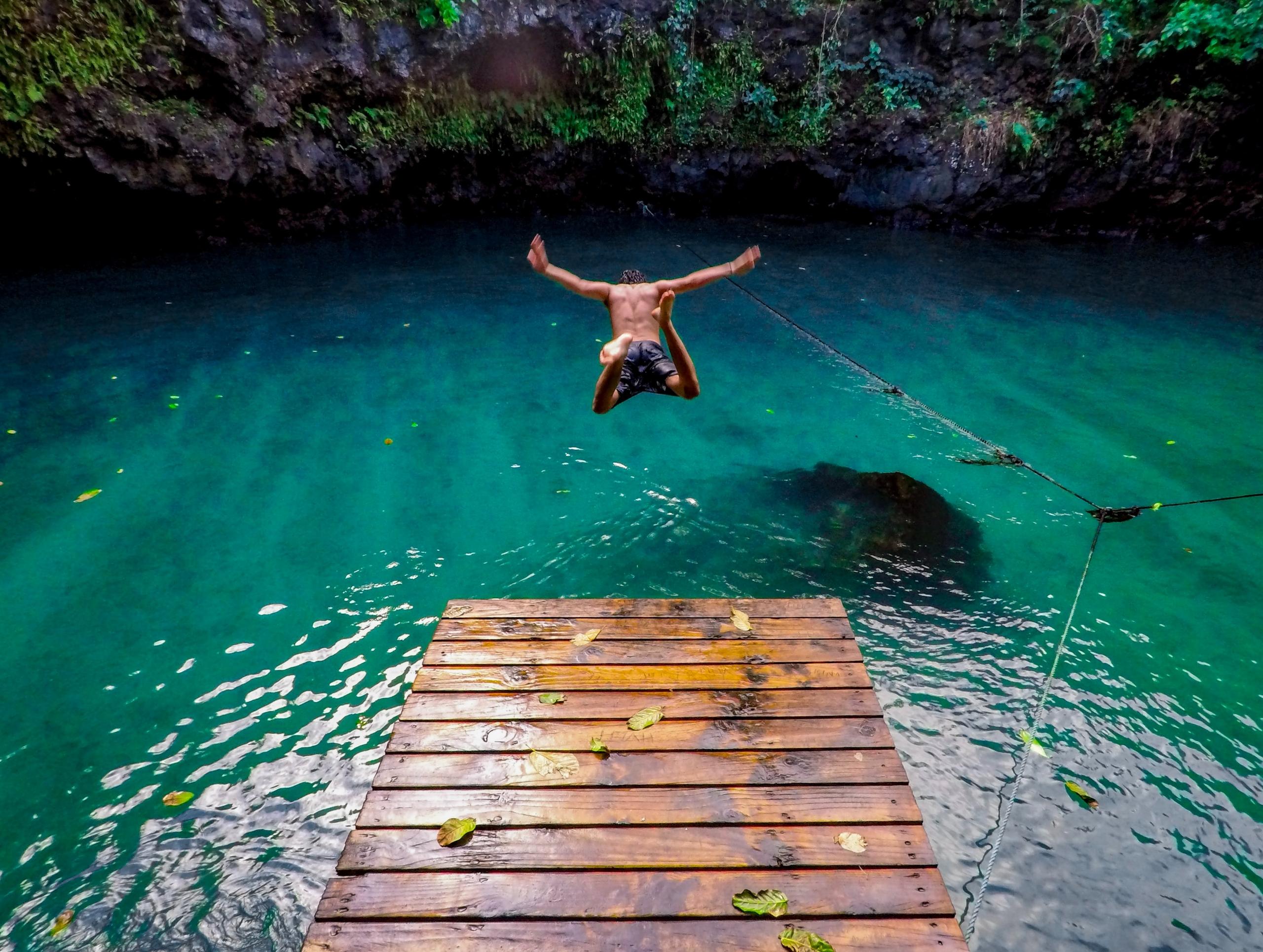 Man jumping into water