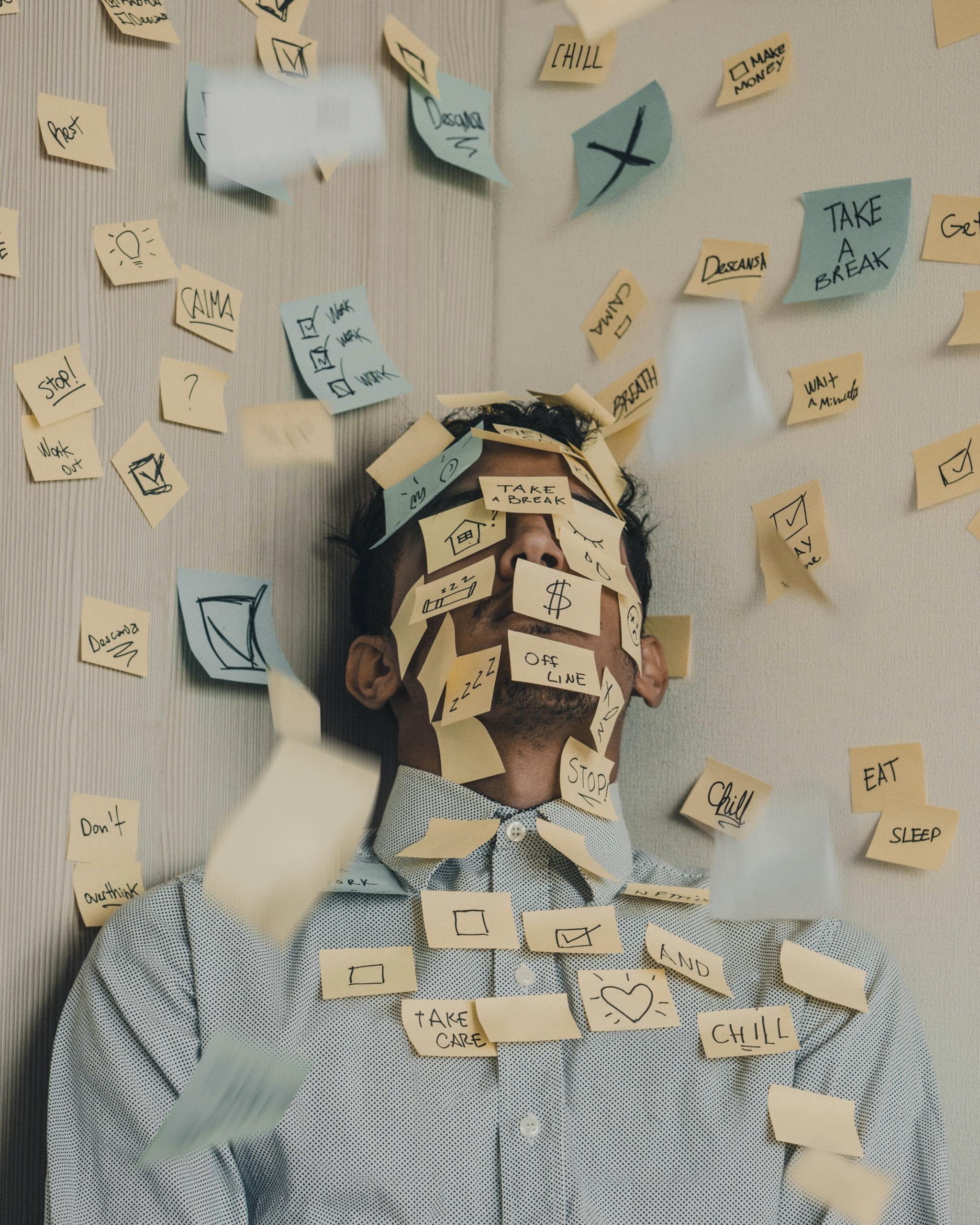 Man with post it notes