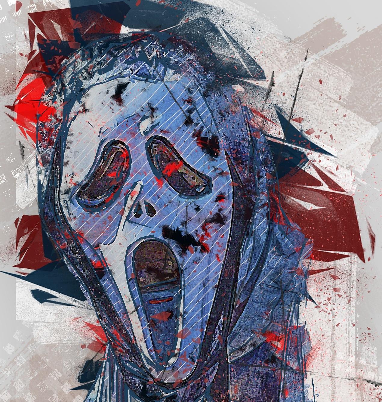 How do you draw the Scream mask?
