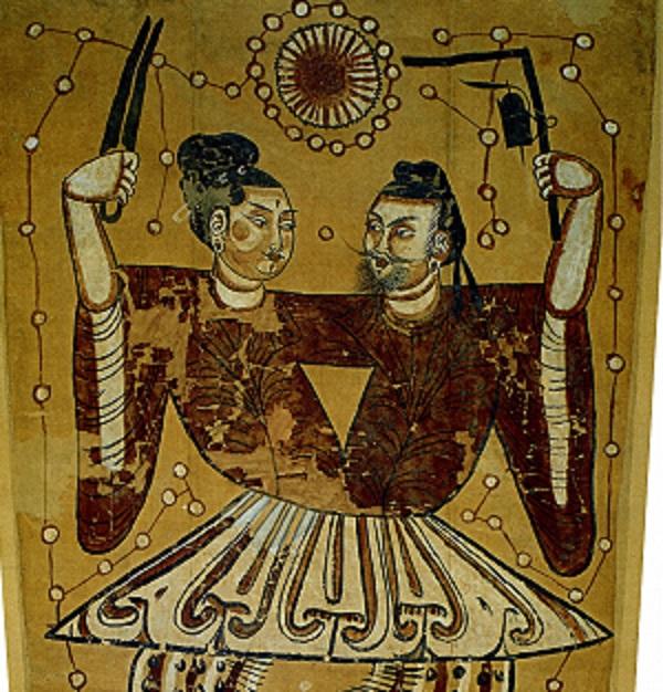 Nuwa and Fuxi are depicted together