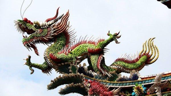 Dragons often adorn temple roofs to ward off bad spirits