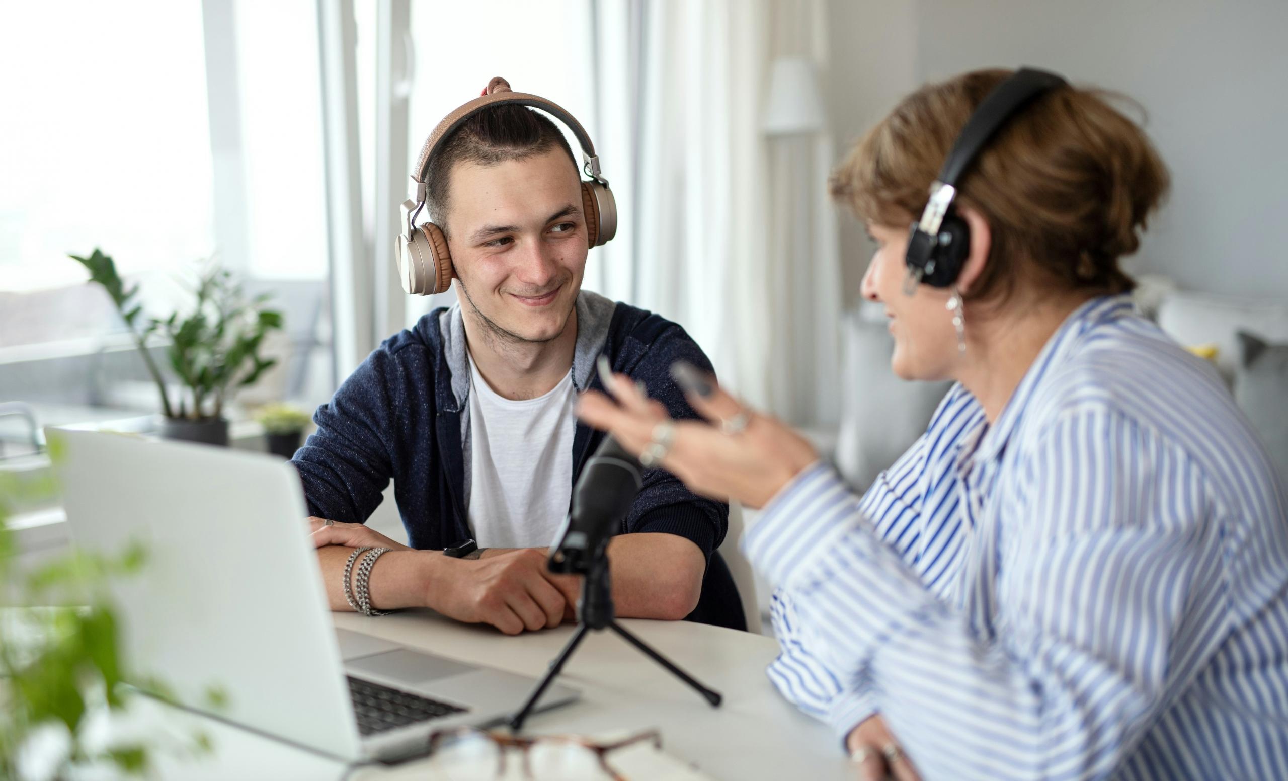 student and teacher during listening exam