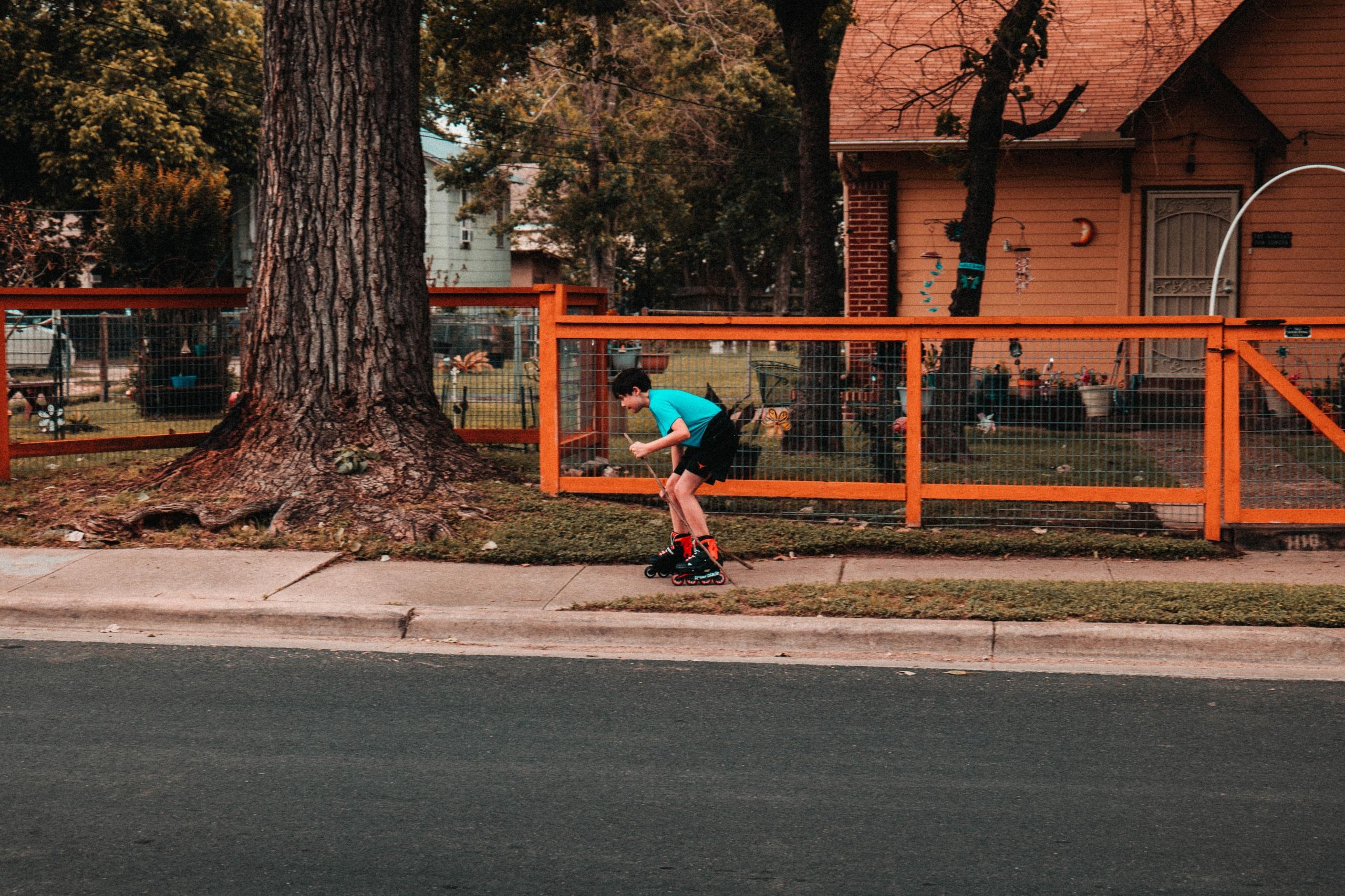 practicing rollerskating in the beginning