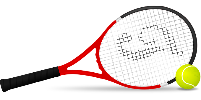 A tennis racket and a tennis ball