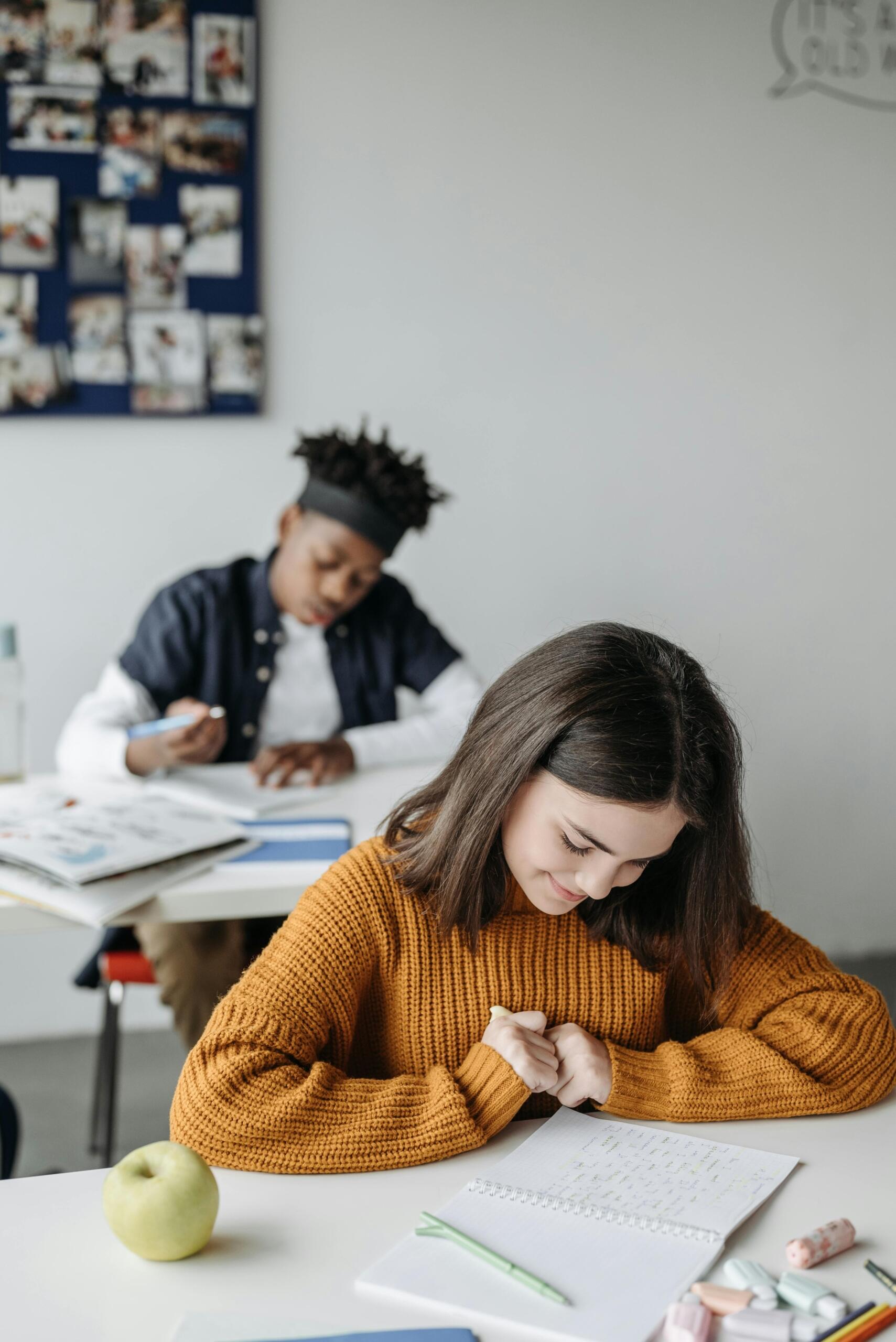 Chemistry students working through their A-level exams