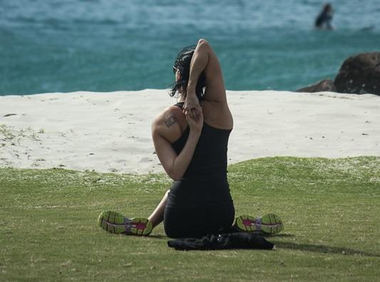 Cow Face is a standard Hatha asana that works your abs and spine while building flexibility