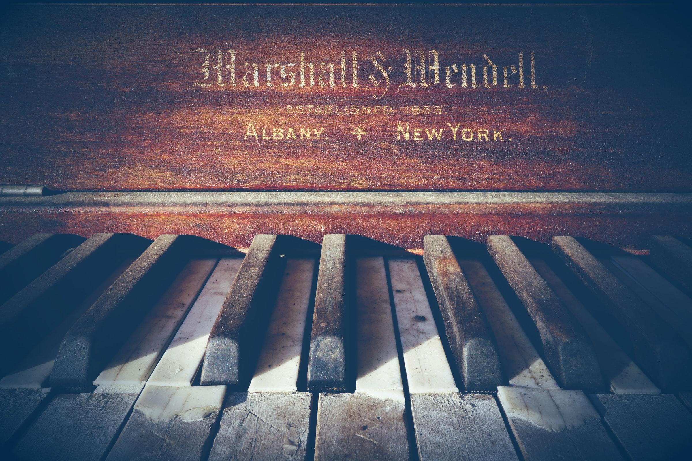 grand piano and keyboard