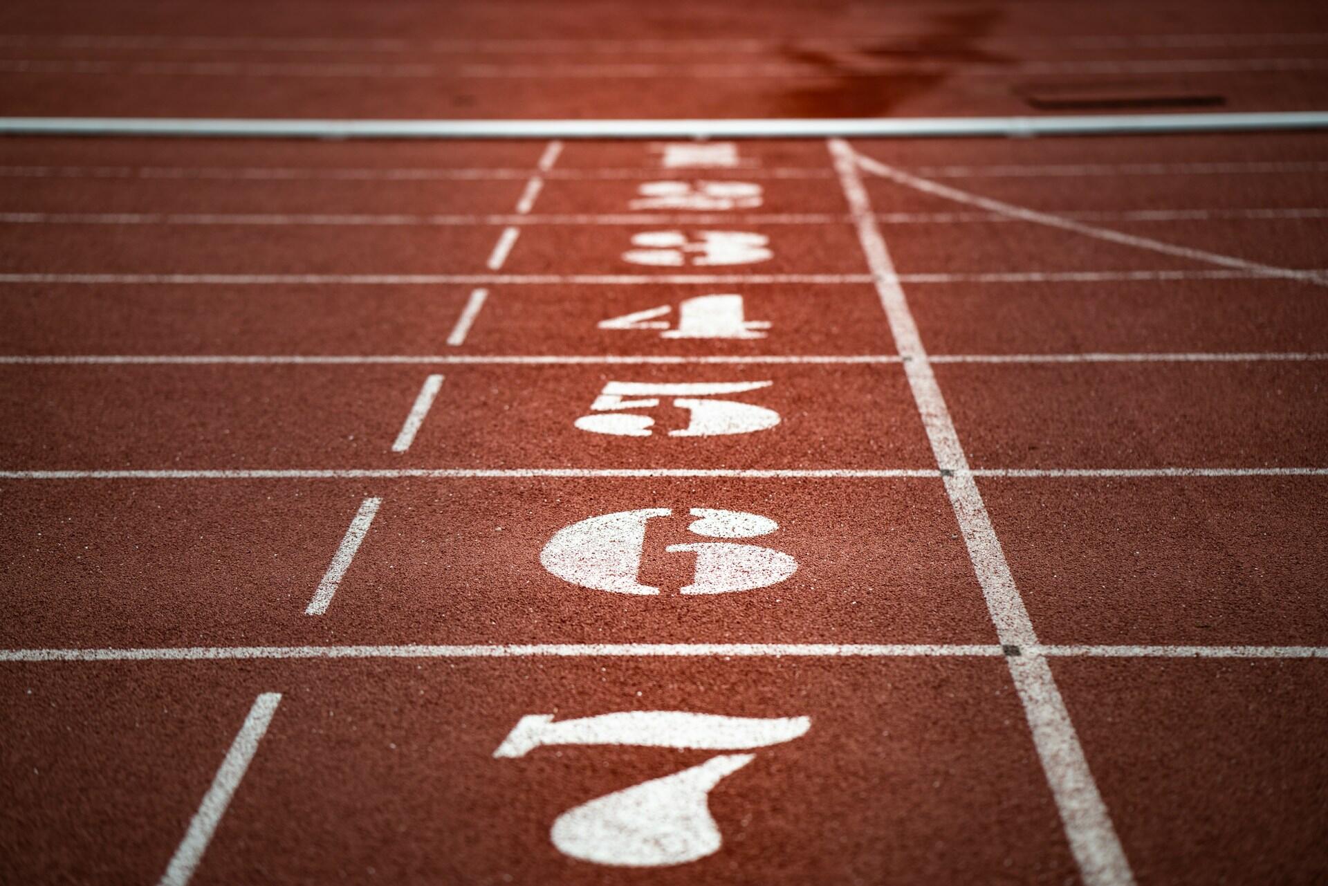 Running track lane numbers.