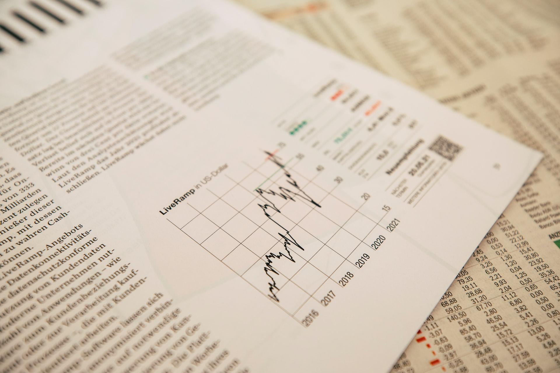 A printed report with a graph on the lower part of the page