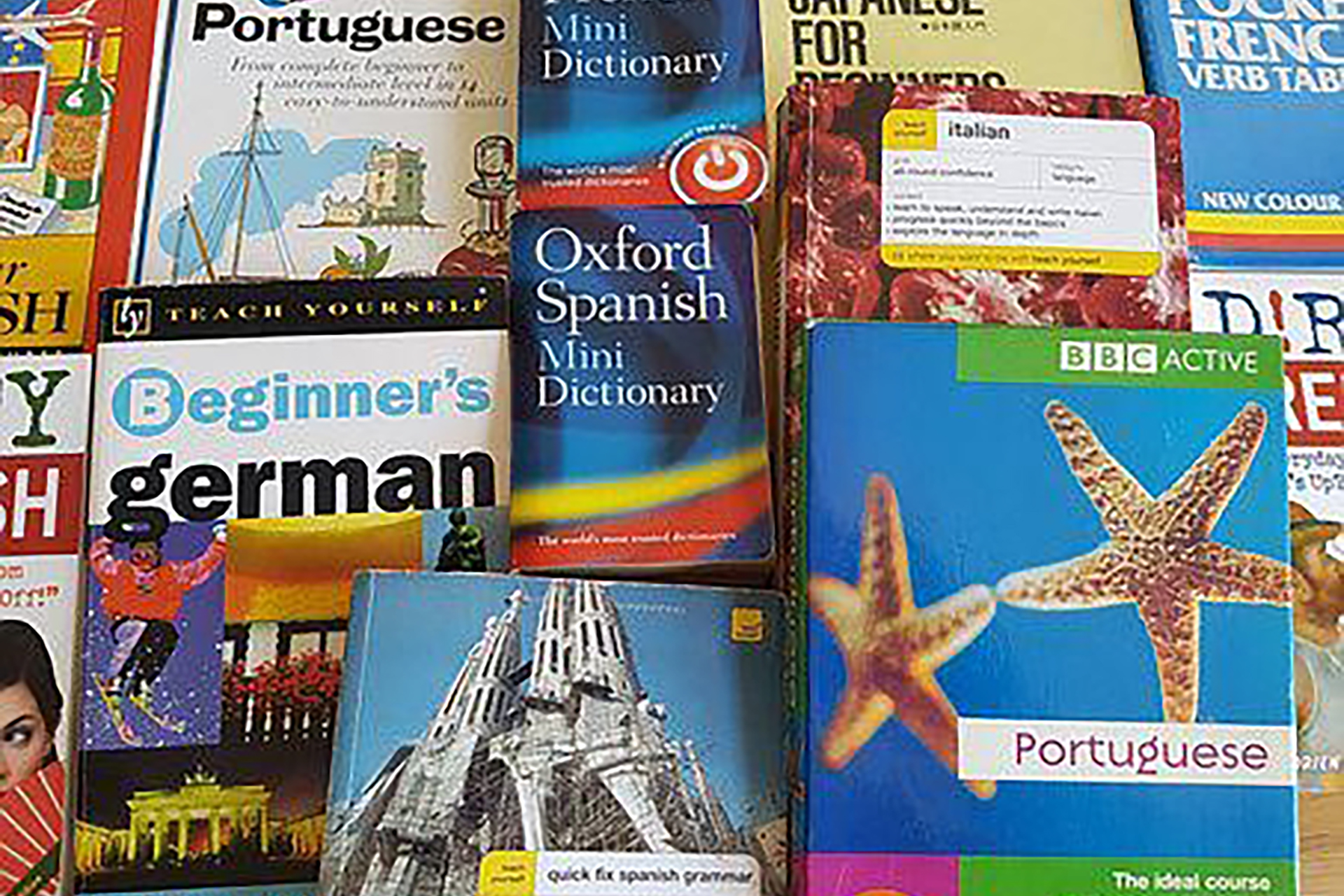 A display of different language books