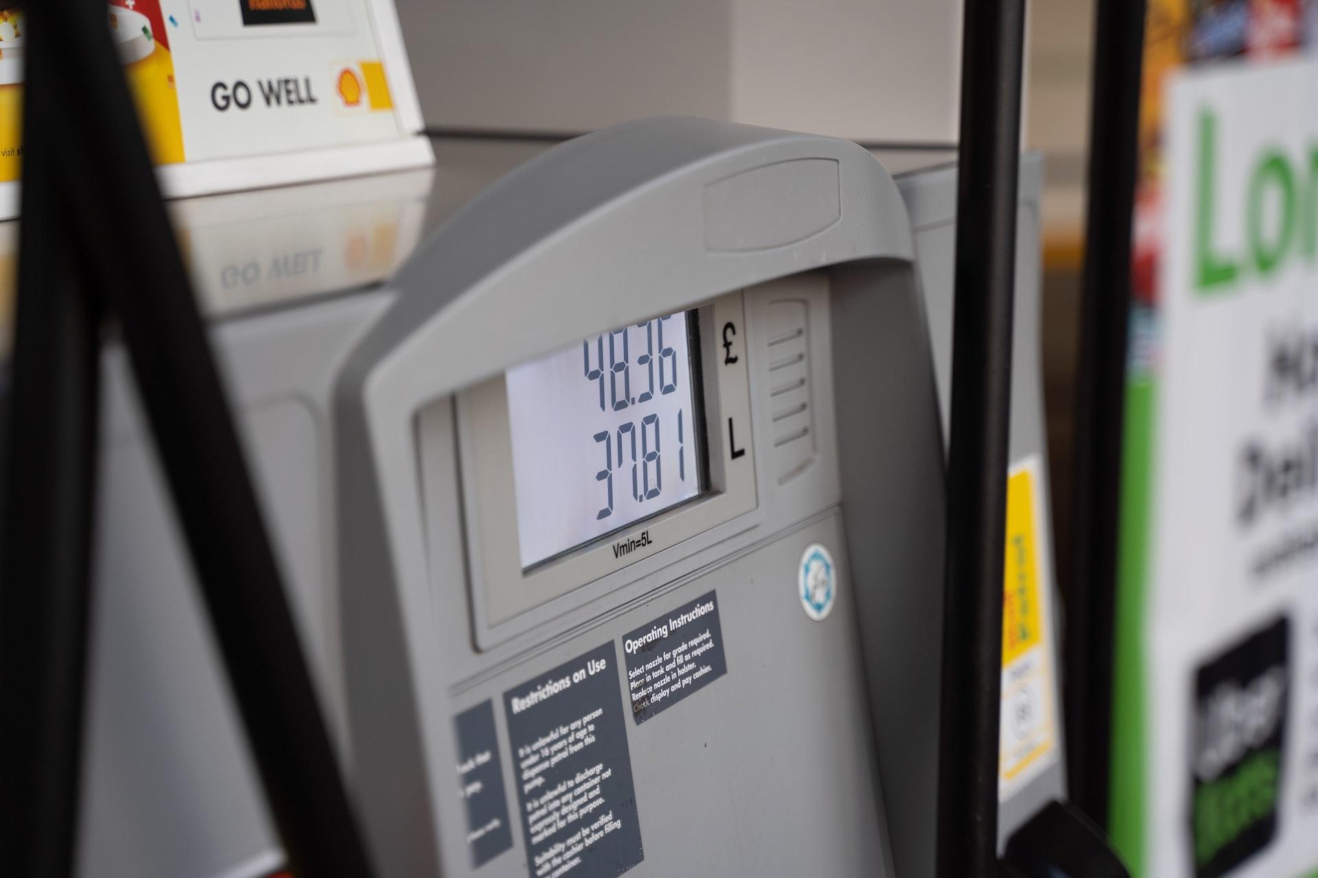 A UK petrol pump showing the cost for 37 litres of petrol