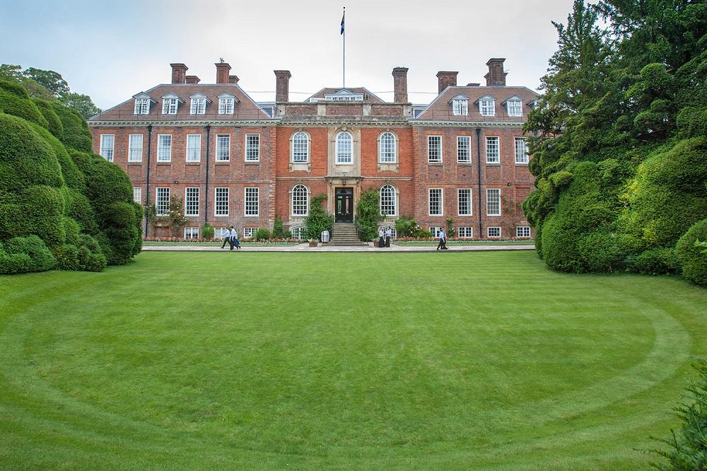 A view of Marlborough College's main building across the lawn