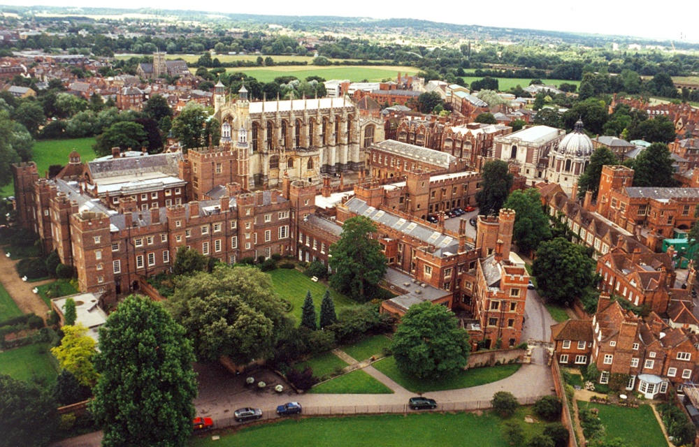 A drone shot of Eton College, one of the UK's leading secondary schools.