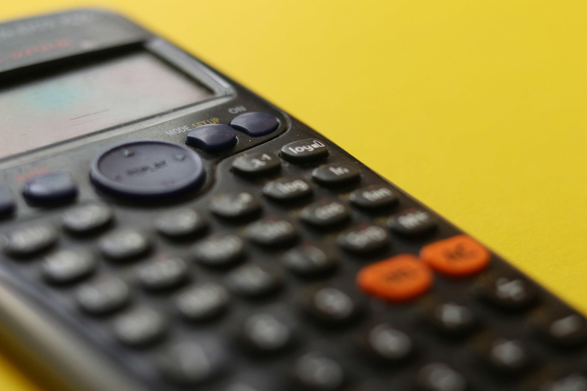 A closeup of a scientific calculator.