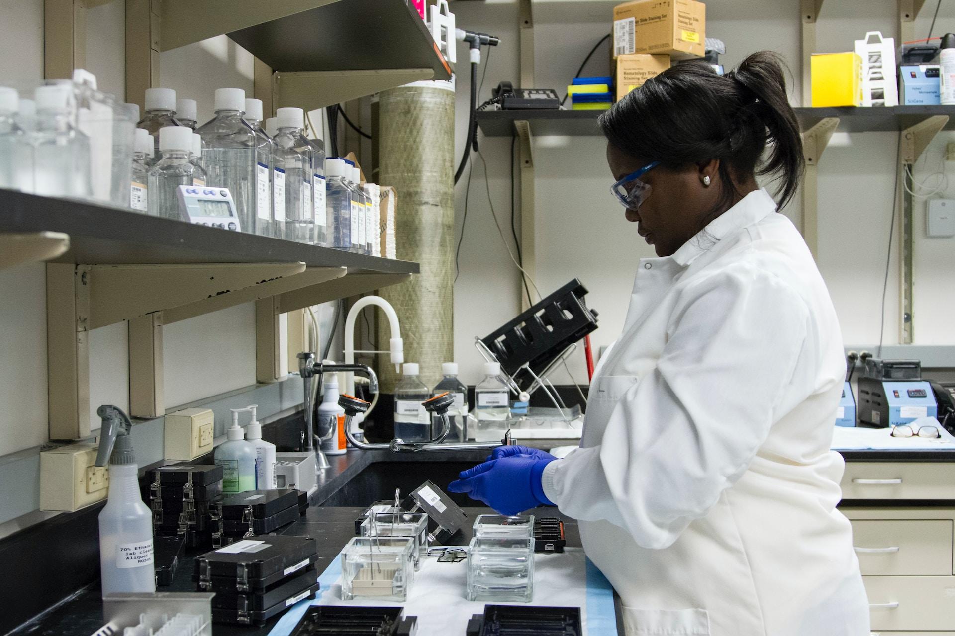 A scientist working in a lab.