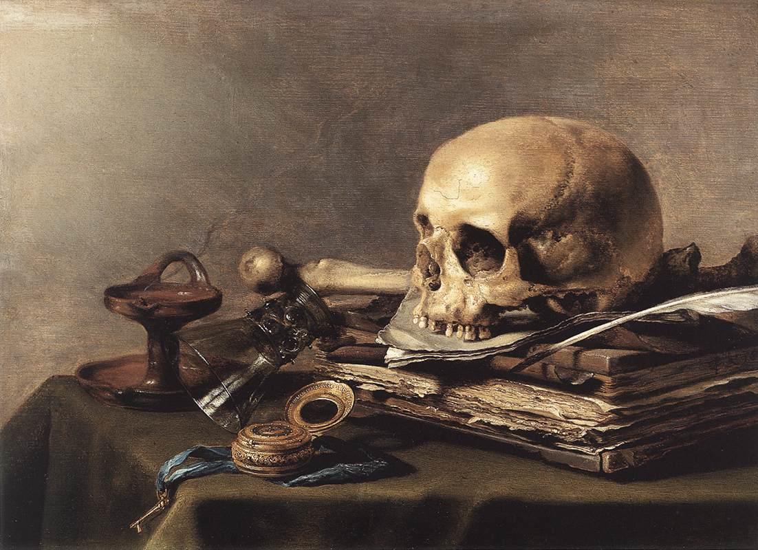 One of many Still life paintings in the "Vanitas" series of Dutch painter Pieter Claesz.