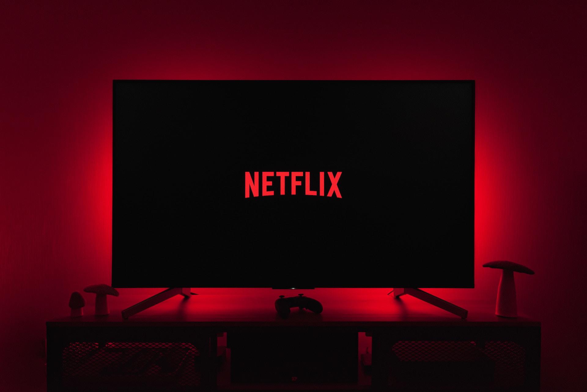 A TV with the Netflix logo on it.