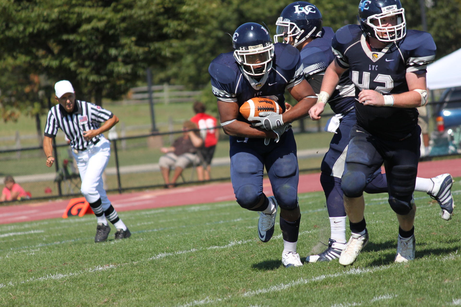 Running across the stadium
