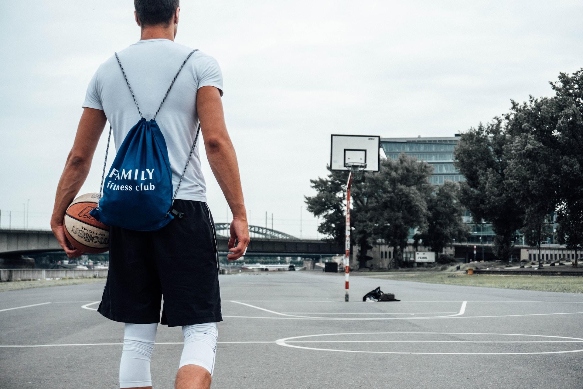 A man on a basketball court.