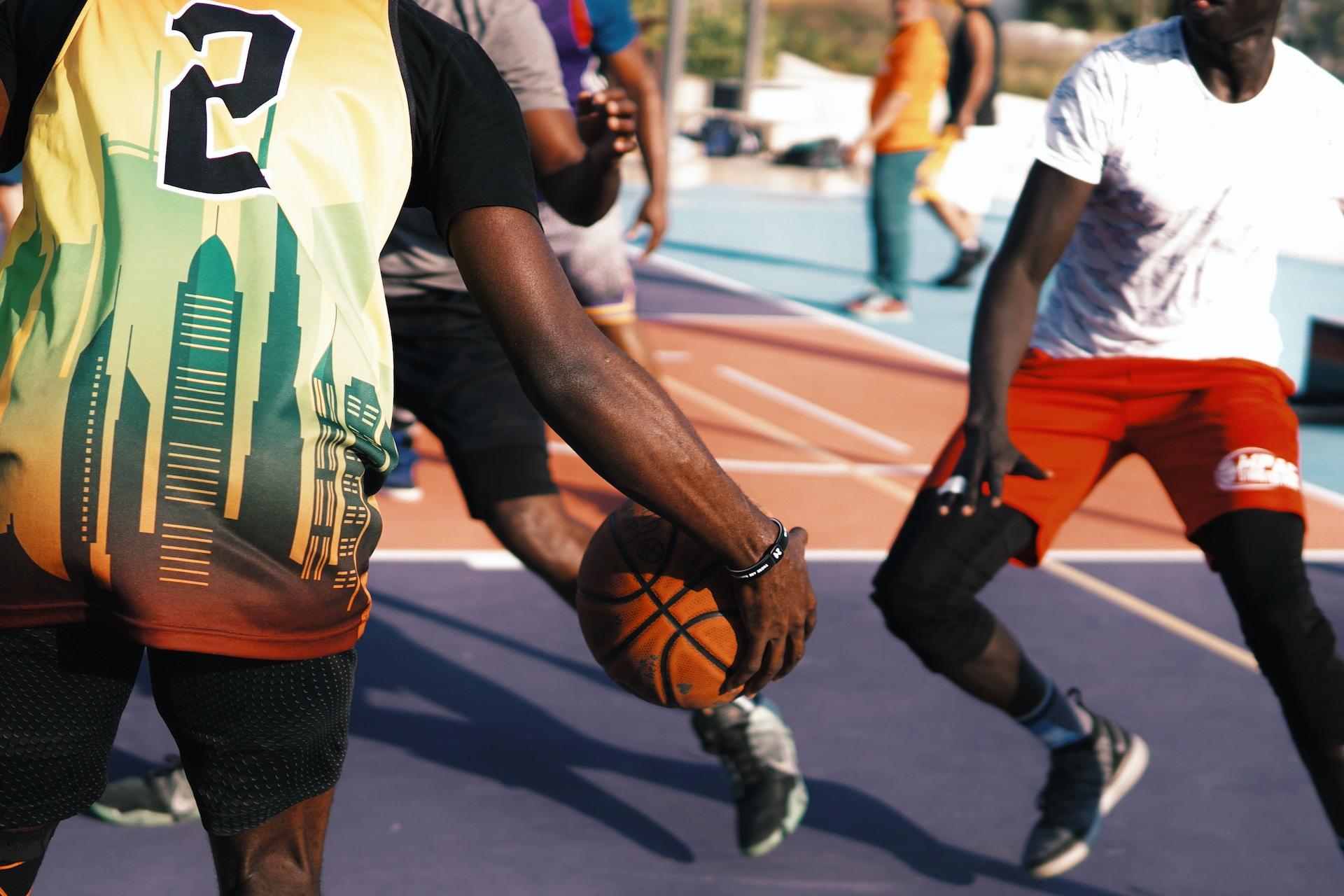 People playing basketball.