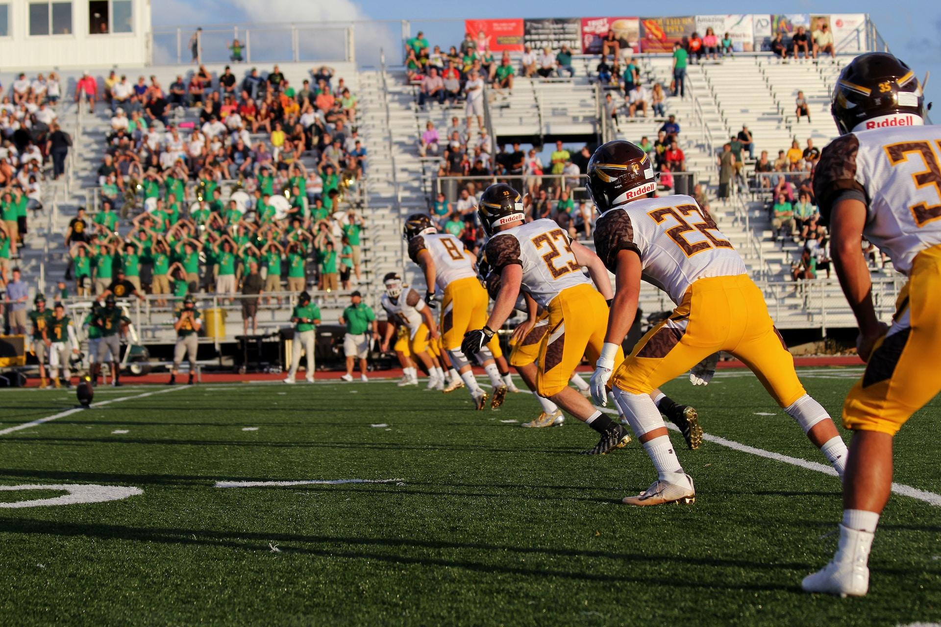 A football team ready to start the game