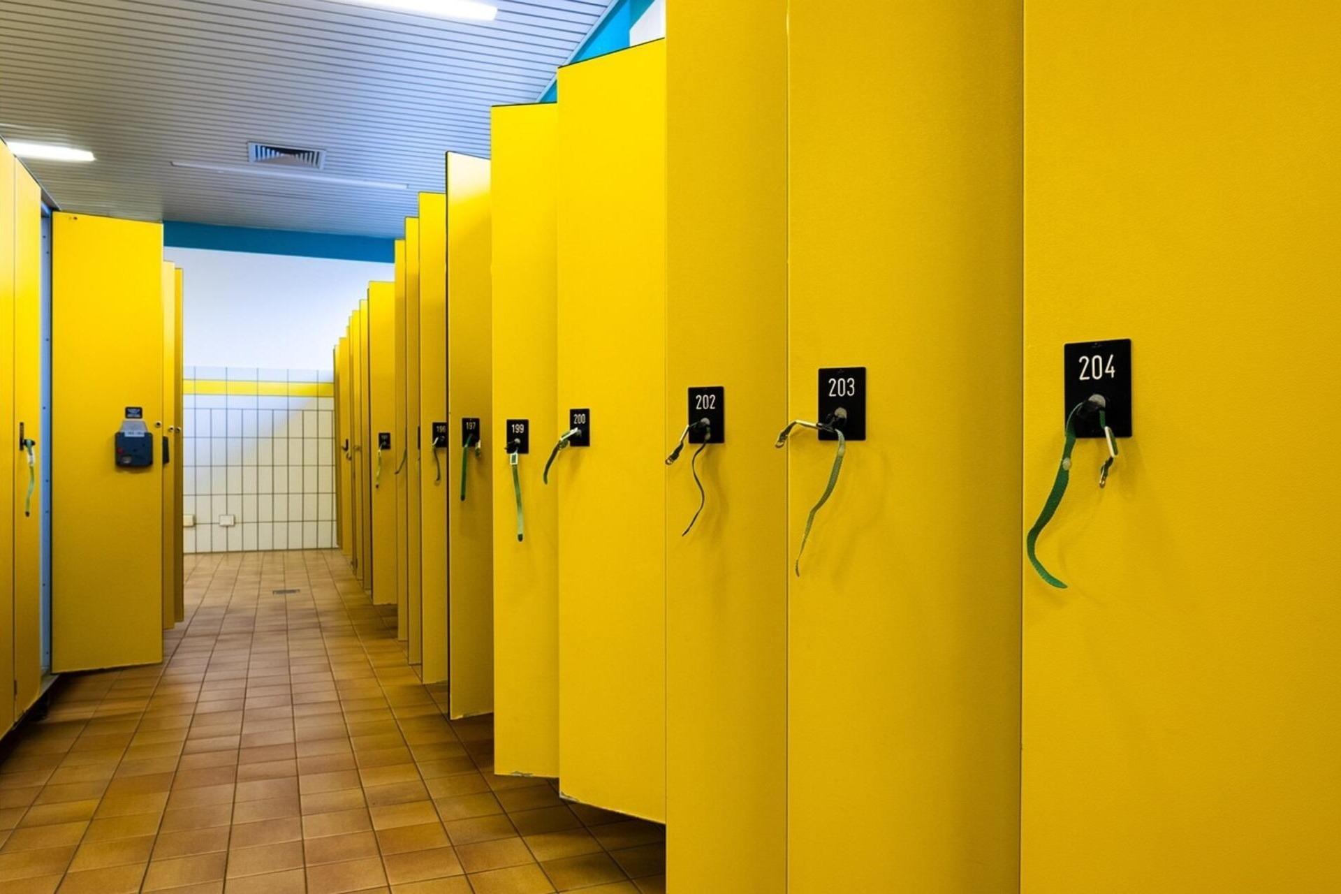 Yellow pool lockers 