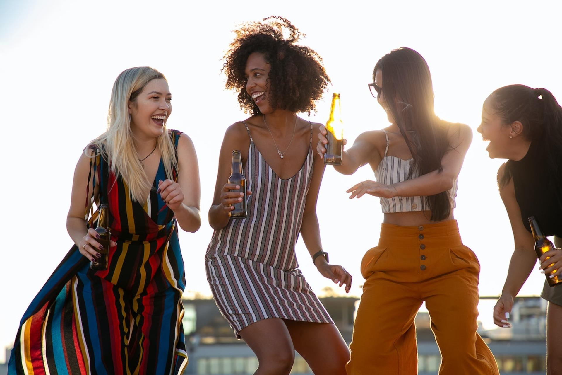 Four girls enjoying tap dancing