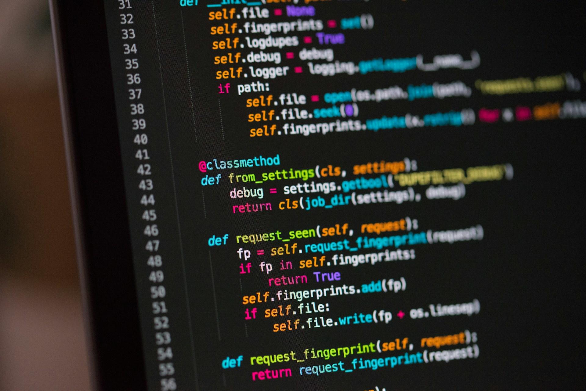 A computer screen with some programming code on it.