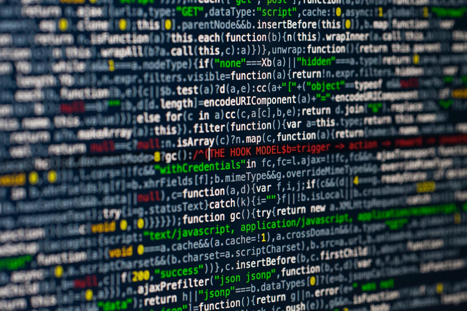 Computer code on a screen.