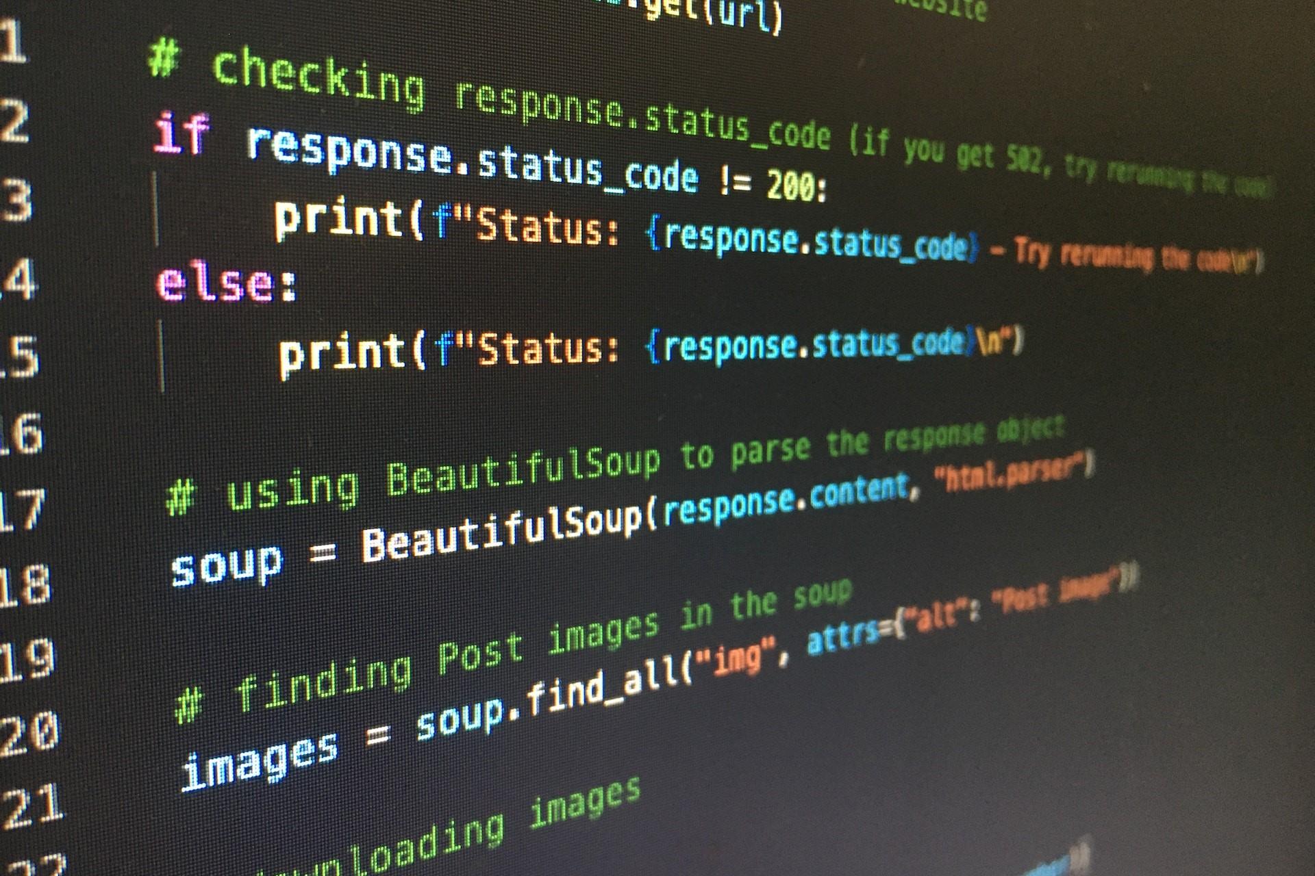 A computer monitor showing some programming code.