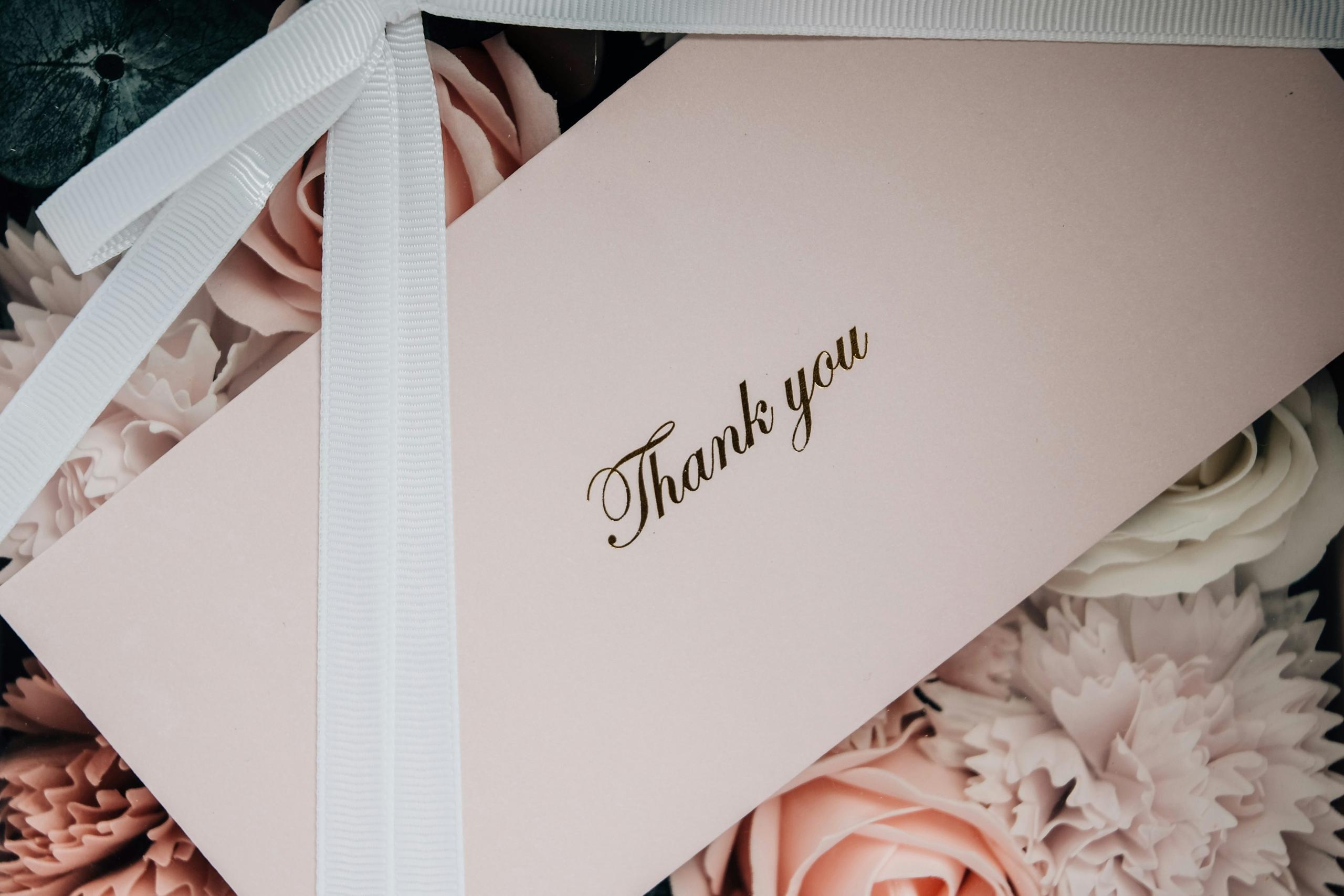 thanks card and flower