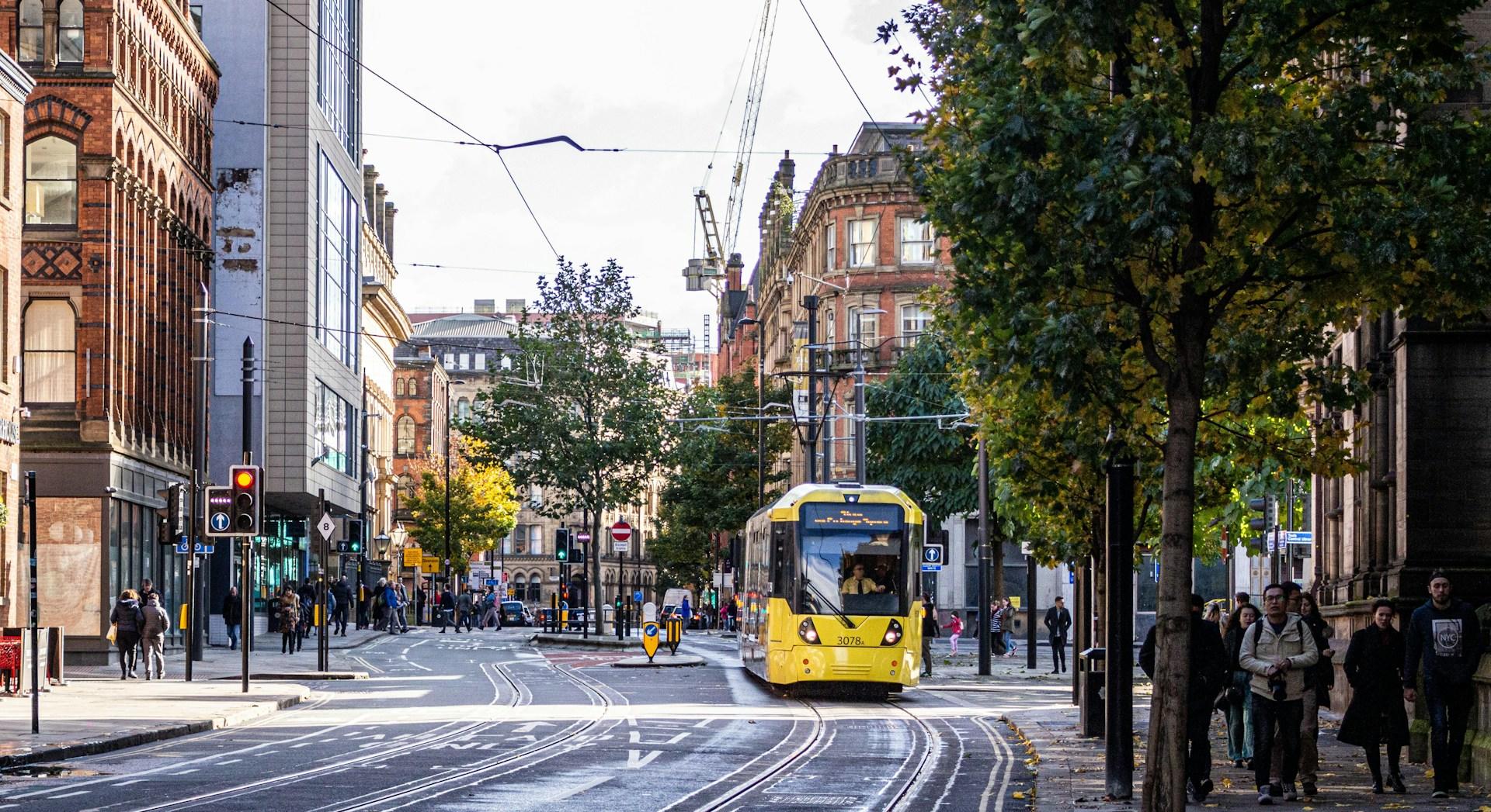 A view of Princess Street, Manchester. Learn sign language in Manchester.