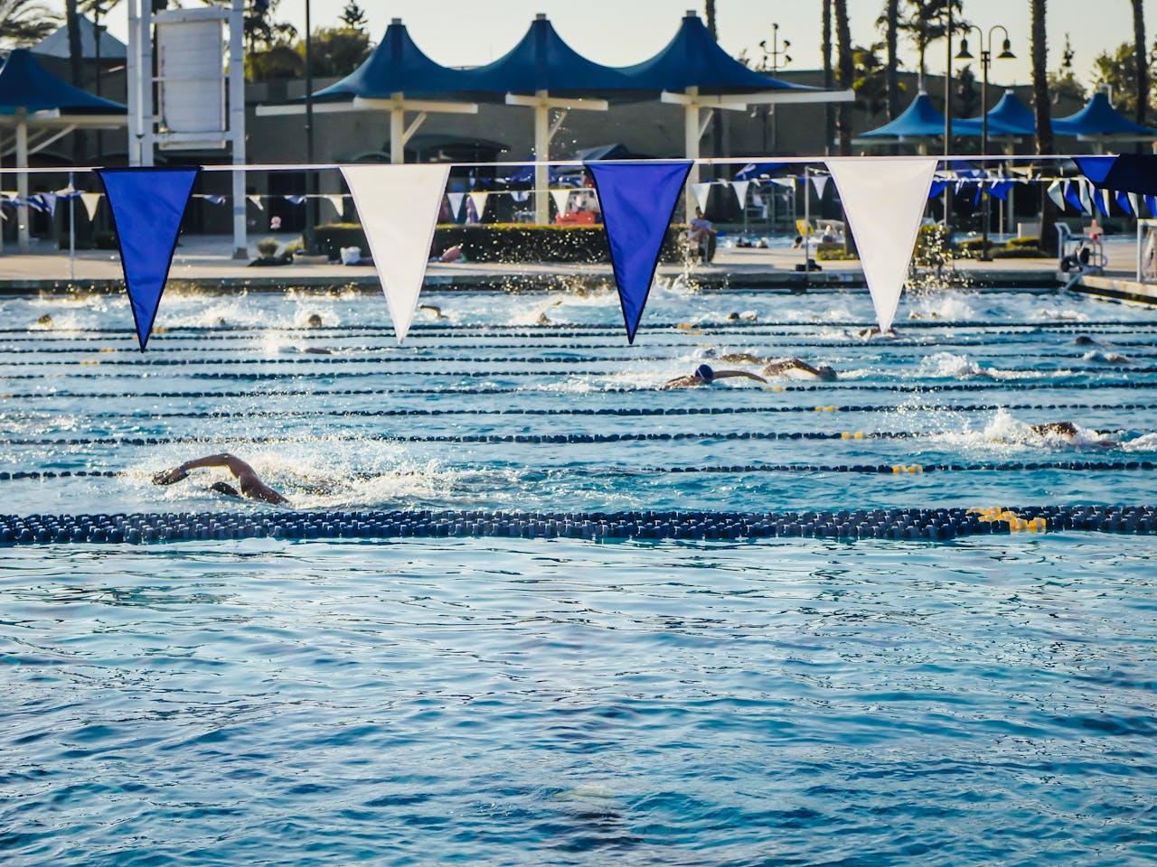 swimming pool with seperated lines