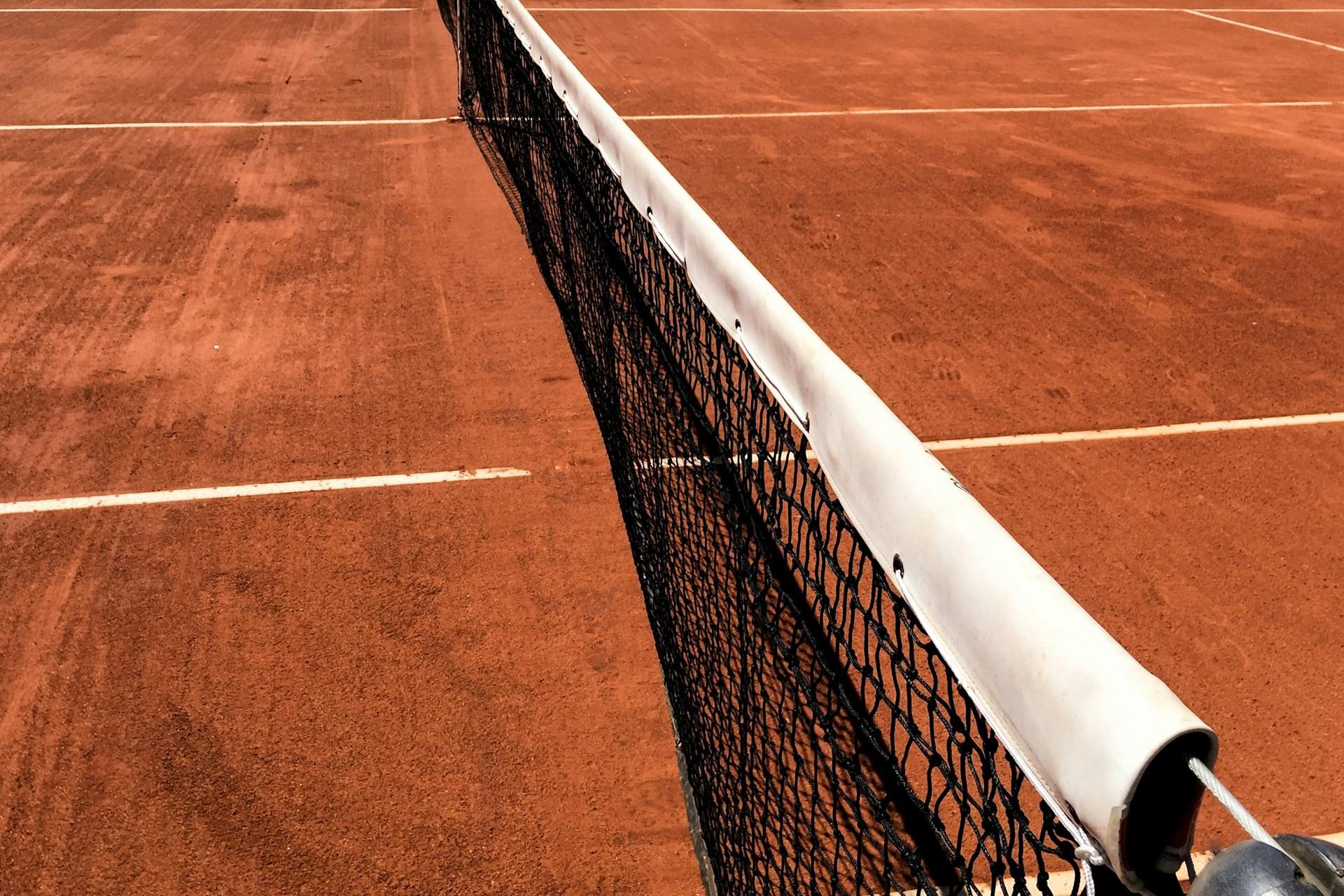 A clay court tennis net.