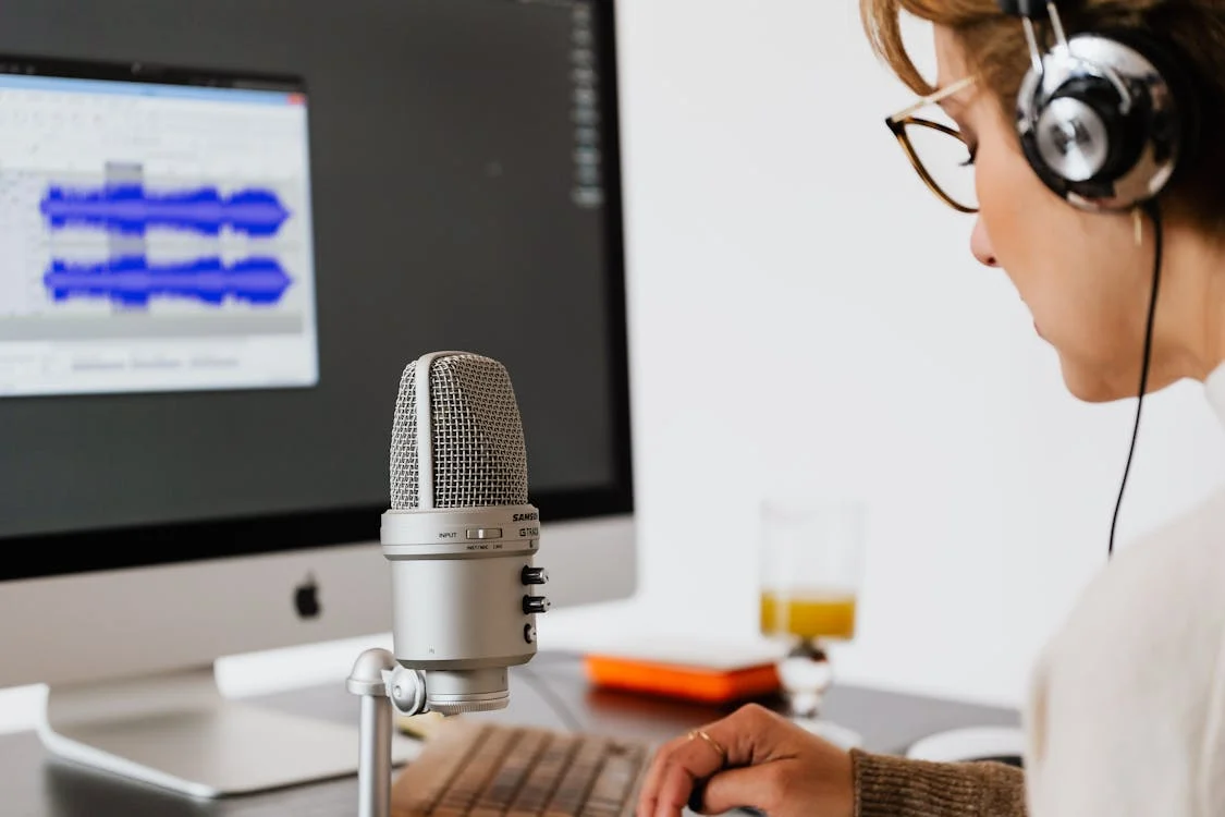 A voice actor getting ready to record