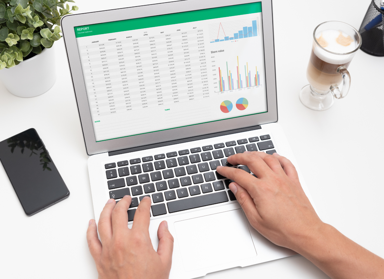 A computer open on an Excel Spreadsheet.