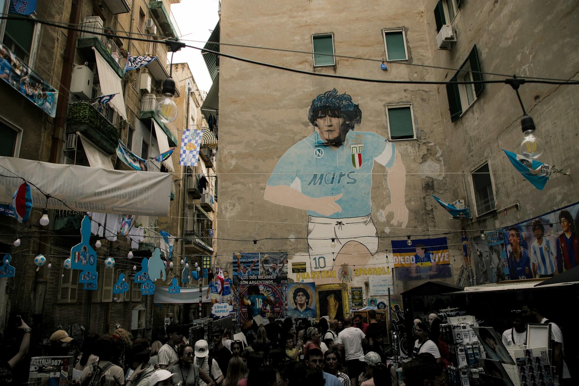 A mural of Diego Maradona in Naples.