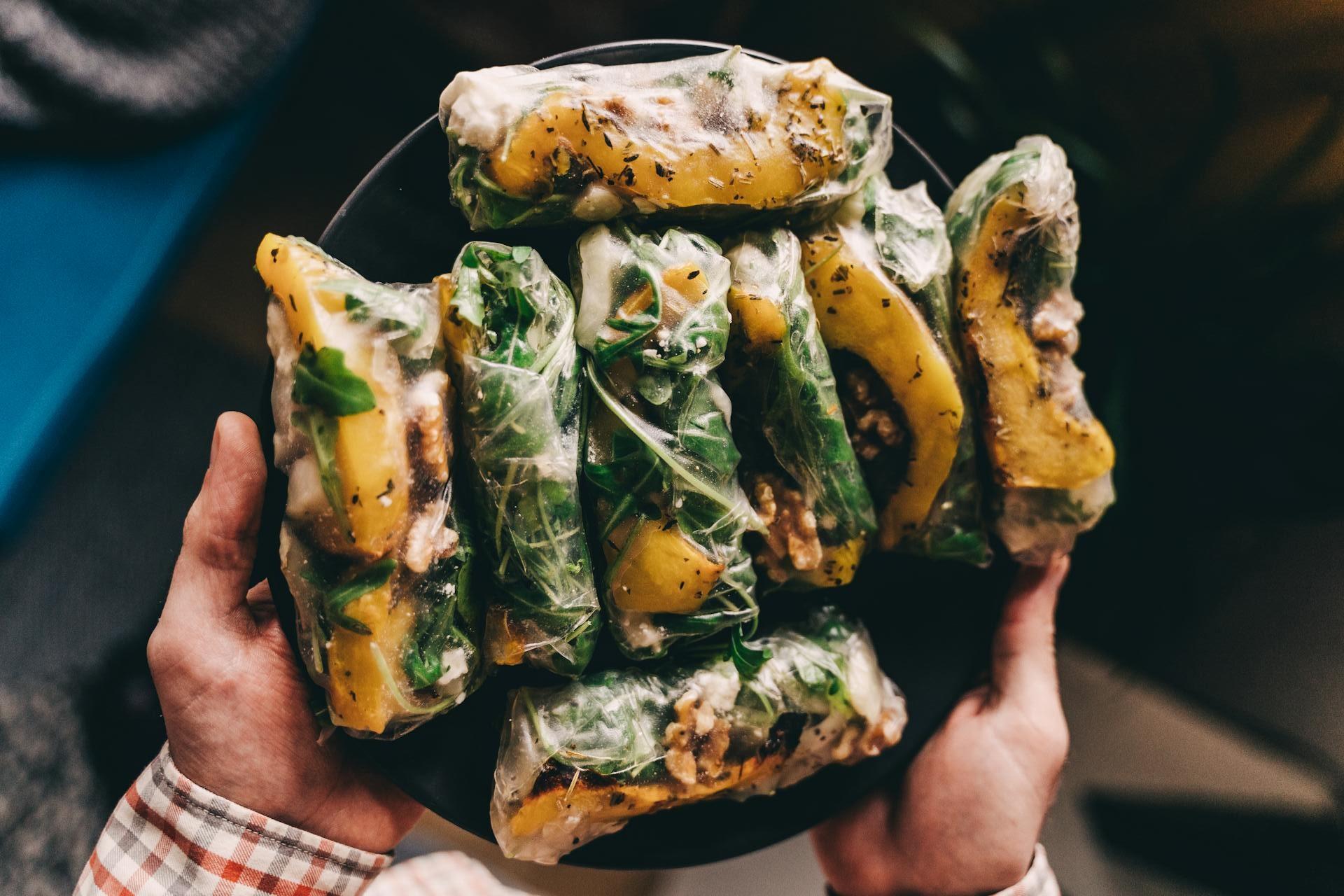 spring rolls in a plate