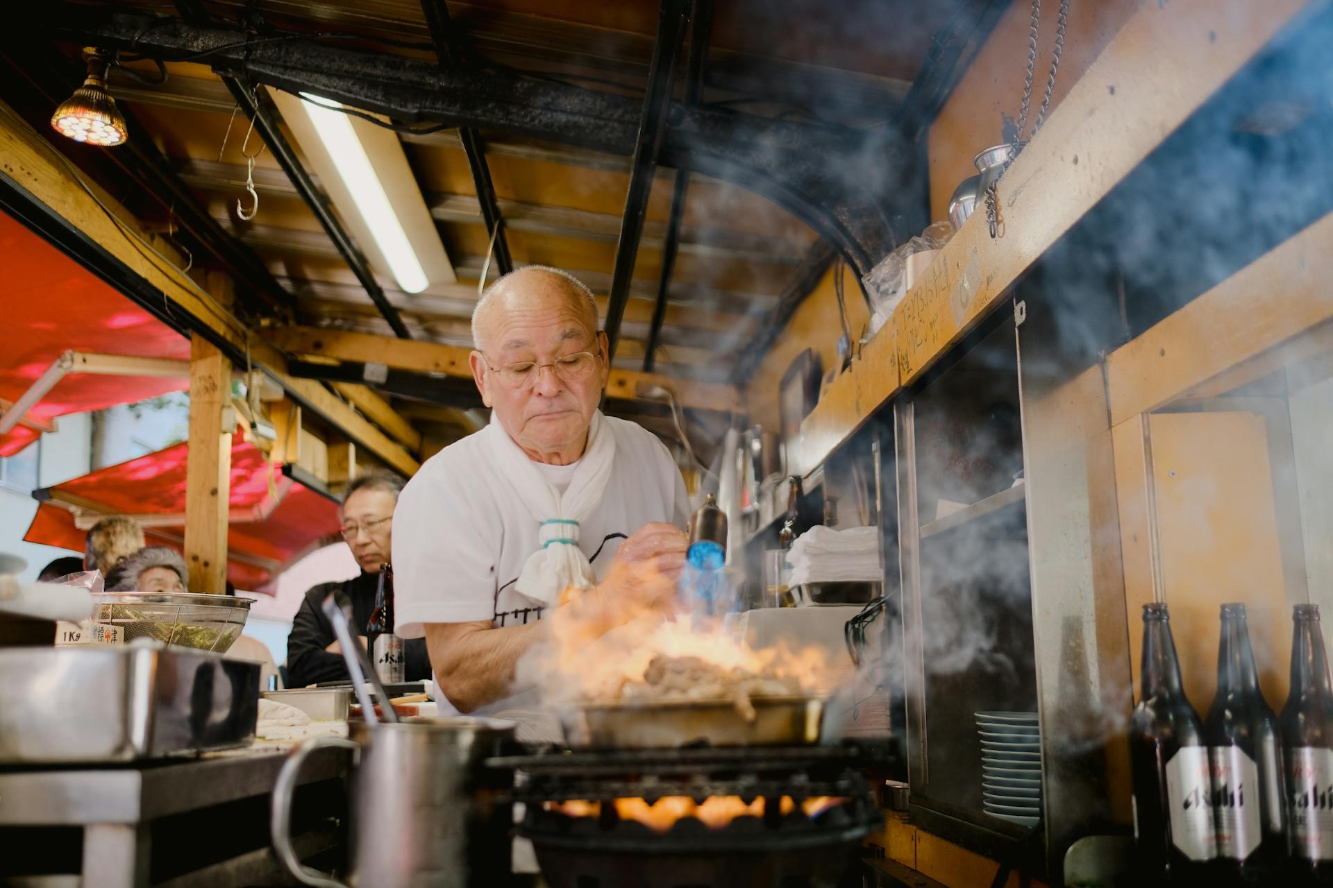 a chef cooking in kitchen