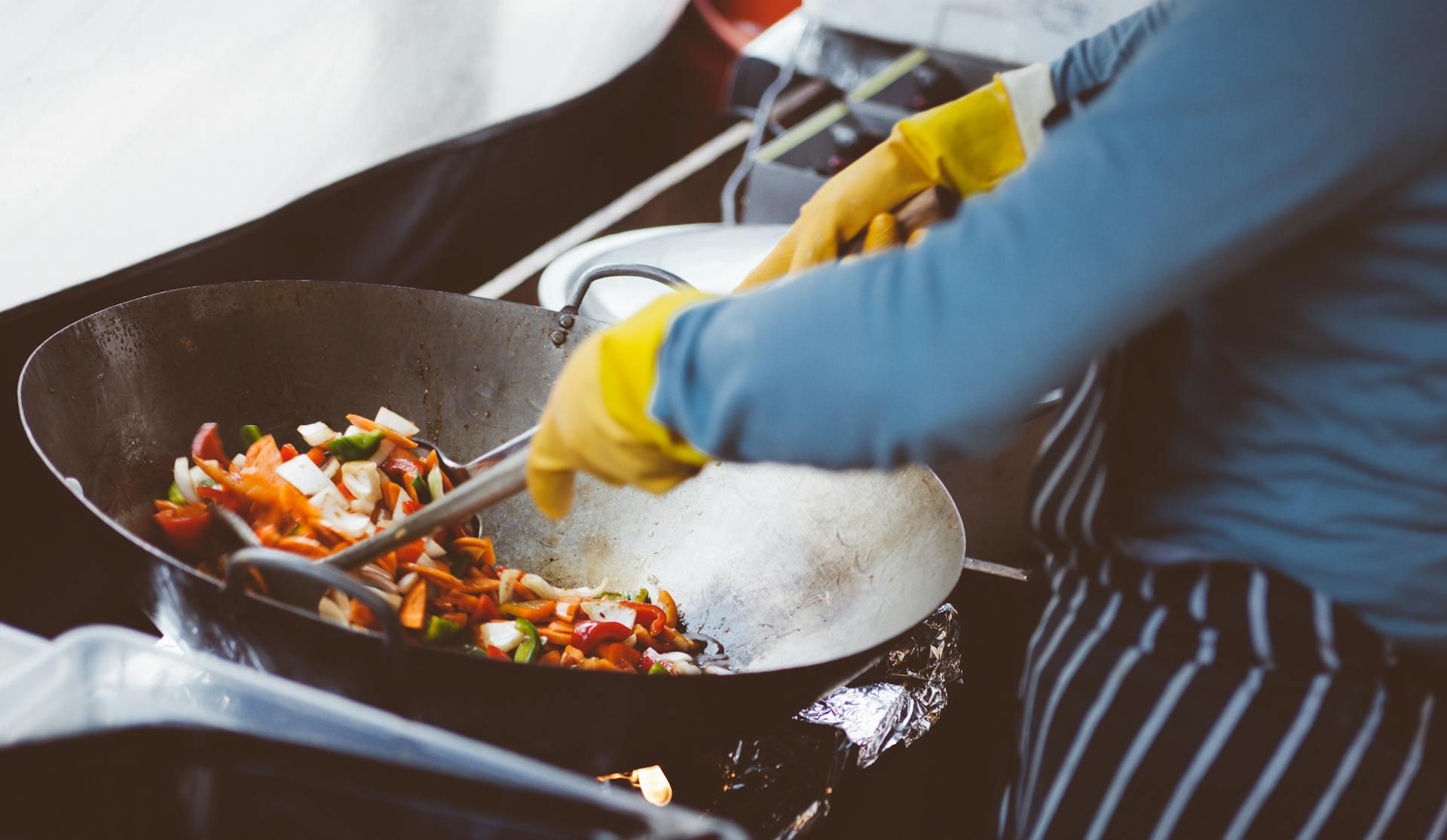 cooking in a wok