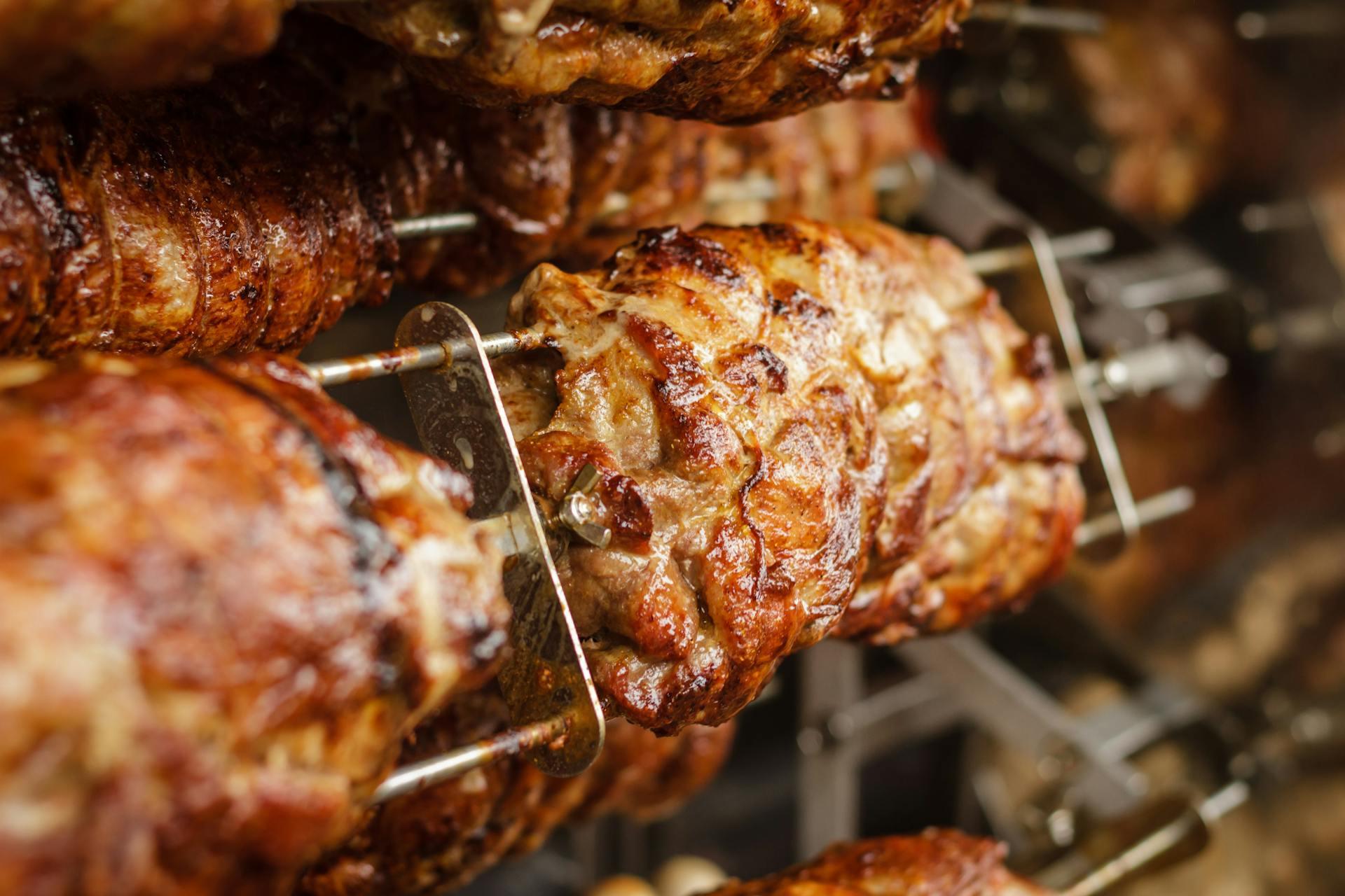 barbecue pork over grill 